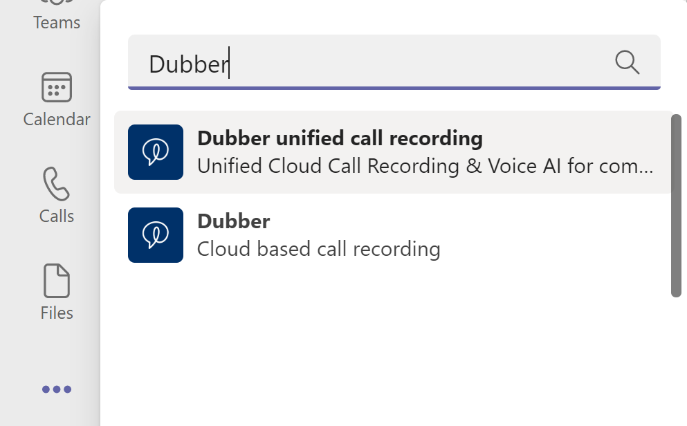 Search for “Dubber unified call recording”
